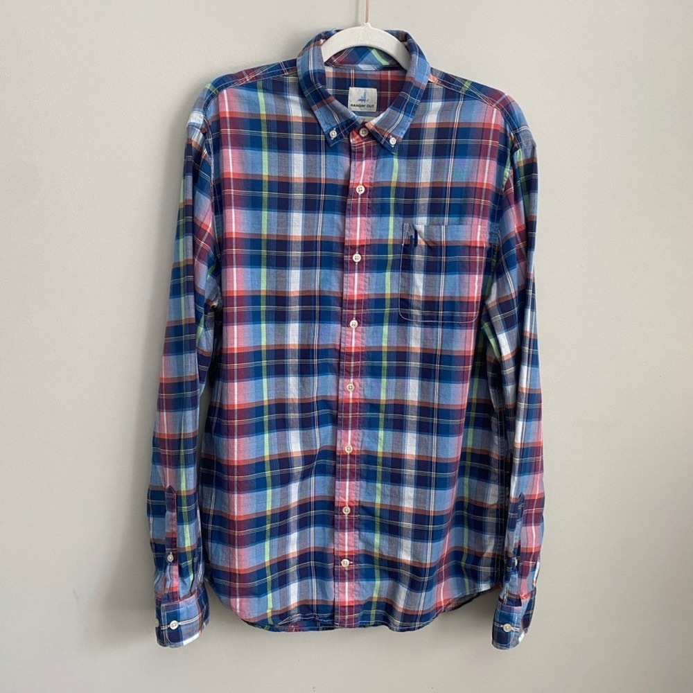 Johnnie O Hangin Out Button Down Shirt Mens Large Plaid Casual Long Sleeves